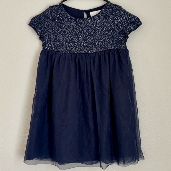 The White Company Other - The Little White Company Girls (4-5) Navy Blue Sequins Dress Cotton W/ Tulle